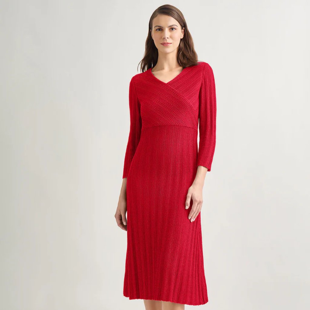 Textural Stripe Knit Midi Dress